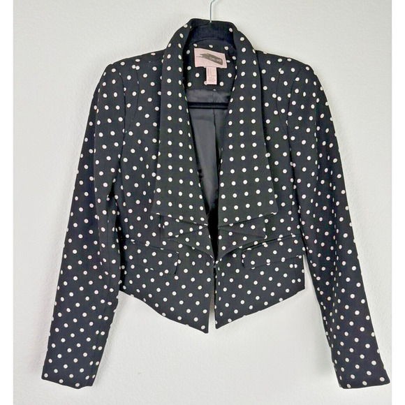 Forever 21 Cropped Blazer Womens Size S BlackWhite Polka Dot Gorpcore Officewear - Picture 1 of 11